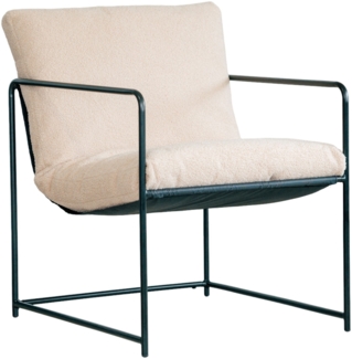 Dmora Sessel Appare, Sessel mit Bouclé-Stoff bezogen, gepolsterter Stuhl, Sitz mit Metallarmlehnen, 61x67h75 cm, Beige