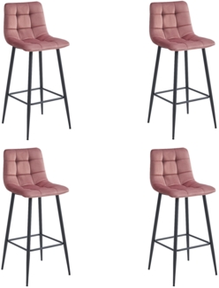 Valora LIVI Barhocker-Set, 4er-Set - dunkelrosa Samt / schwarze Beine