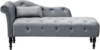 Chaiselongue Samtstoff grau linksseitig IVRY