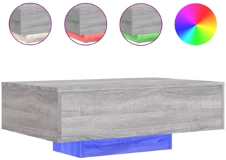 Couchtisch, Sofatisch mit LED-Leuchten Grau Sonoma 85 x 55 x 31 cm