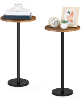 Kleiner Retro Brauner Beistelltisch runder Couchtisch Marmorsockel 32CM