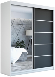 A&J MöbelLand GmbH Schwebetürenschrank BERLIX,2-türig Schrank mit Spiegel (Kostenlose Lieferung – nur für kurze Zeit! TOP ANGEBOT! Geräumiger Schrank mit einer Breite von 180 cm und Spiegel, ideal zur Aufbewahrung von Kleidung und Accessoires. 2 Schubl...