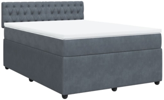 vidaXL Boxspringbett mit Matratze Dunkelgrau 140x200 cm Samt 3287765