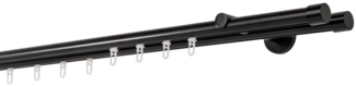 ondeco Gardinenstange Profil Wandabstand 12cm Kappe, Ø 20 mm, 2 läufig-läufig, Maßanfertigung, Bohren, verschraubt