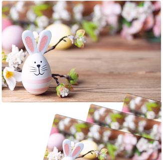 matches21 HOME & HOBBY Platzset Abwaschbare Tischsets 4er Set Ostern Blumen & Hase, (4-St), Platzsets als Tisch-Untersetzer und Tisch-Deko für Esstisch Teller
