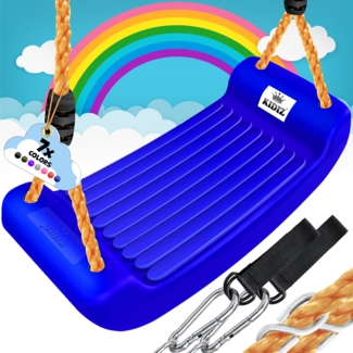 KIDIZ® Schaukel Kinderschaukel Set - Ink. Zubehör Schaukelsitz Schaukelbrett Garten Outdoor Indoor Brettschaukel für Kinder zum Schaukeln aus Kunststoff Höhenverstellbar Rutschfest Blau