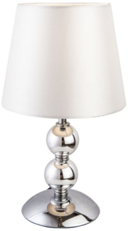 Tischlampe Wohnzimmer Tischleuchte Nachttischlampe Textilschirm weiß silber 31cm