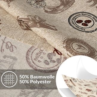 ANRO Tischdecke abwaschbar Tischtuch Baumwolle Polyester wasserabweisend (Einzelstück 1-tlg), Schmutzabweisend Genuß Braun Rund 100cm