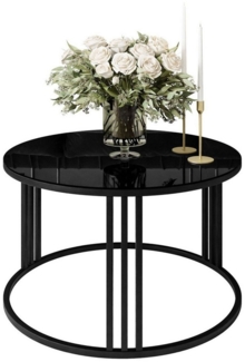 Lookway Couchtisch LORI GLASS, Runder Couchtisch mit Glasplatte (1x Couchtisch), Durchmesser: ⌀70 cm