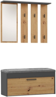 Selsey 'Parmani' Flurmöbel-Set mit Sitzbank und Spiegel, Artisan Eiche / Anthrazit