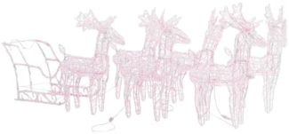 vidaXL Rentiere Schlitten Weihnachtsdekoration 320 LEDs Acryl 3100423