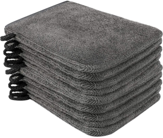 10er Pack Mikrofaser Waschlappen 15x21cm Dunkelgrau Saugfähige Frottee Handtuch