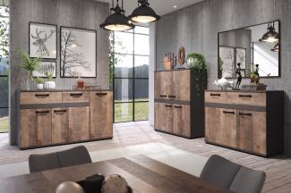 'Stripe' Sideboard, Eiche Tabak und Matera grau, 142 x 83 x 41 cm