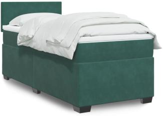 vidaXL Boxspringbett mit Matratze Dunkelgrün 90x200 cm Samt 3286207