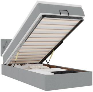 vidaXL Ottomane Bett mit Matratze & LEDs Hellgrau 80x200 cm Stoff 3312346