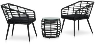 vidaXL 3-tlg. Bistro-Set Poly Rattan Schwarz 48579