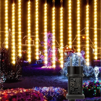 Qualra Lichterkette 30/50cm Meteorschauer 8 Röhren Lichterkette Weihnachtsdeko Aussen, Weihnachtsbeleuchtung mit Stecker für Garten