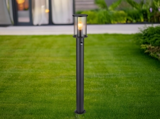 LED Wegeleuchte mit Bewegungsmelder aus Edelstahl mit Rauchglas, H: 100cm