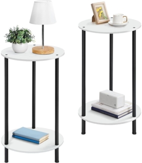 Runder Couchtisch 2er Set mit Ablagen MDF Metall