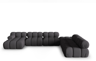 Micadoni Modulares Panorama Ecksofa Bellis 7-Sitzer Rechts 3D-Stoff Espresso
