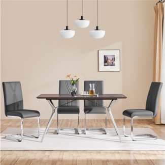 Yaheetech Esszimmerstuhl (4 St), 4er Küchenstühle-Set Schwingstuhl mit Metalluntergestell Polsterstuhl