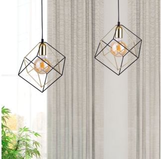 famlights Pendelleuchte famlights, Pendelleuchte Elara in Schwarz und Gold E27