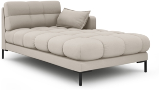 Micadoni Recamiere Mamaia 1-Sitzer Rechts Strukturierter Stoff Beige Metall schwarz