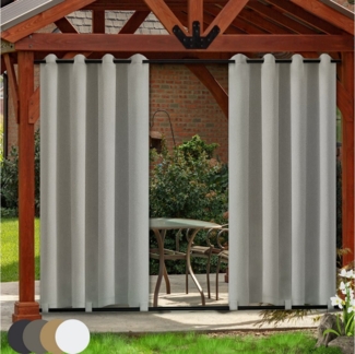 Qelus Vorhang Outdoor Gardinen Wetterfest Sonnenschutz Vorhänge Wasserfest Balkon, (2 St), mit ösen Rutentasche Gardinen Terrasse Pavillon