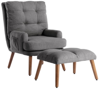 KLAM HOME Relaxsessel Moderner Loungesessel mit Fußhocker verstellbare Rückenlehne (Set, 2-St, Rückenlehne 10-stufig verstellbar, neigbar), Stuhl mit Relaxfunktion Seitentaschen