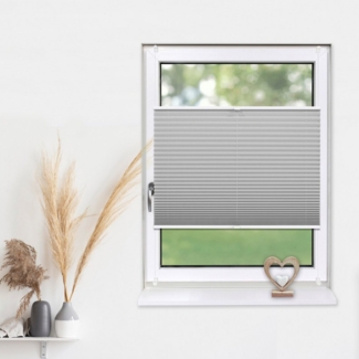 Deco-Raum Plissee Basic, blickdicht, Klemmträger, auf dem Fenster-/Türrahmen, Klemmfix, einfache Montage, in verschiedenen Farben und Größen ohne Bohren