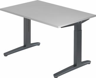 bümö® Design Schreibtisch XB-Serie höhenverstellbar, Tischplatte 120 x 80 cm in grau, Gestell in graphit