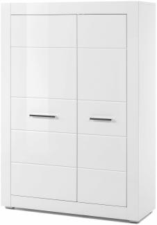 Stylefy Alberta Highboard Weiß Matt | Weiß Hochglanz, 142 x 100 x 35 cm