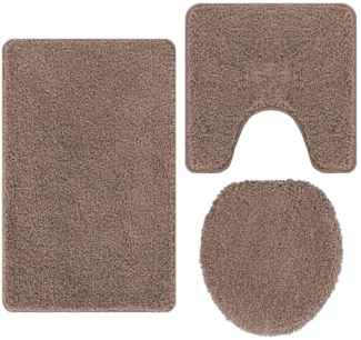 vidaXL Anti-Rutsch Badematten-Set 3 pcs Braun 50 x 50 cm PP 4019867
