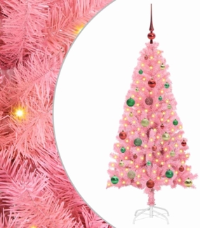 vidaXL Weihnachtsbaum mit 150 LEDs mit Ständer Rosa 150 cm PVC 3396424