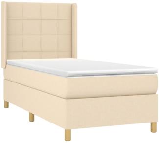 vidaXL Boxspringbett mit Matratze & LED Creme 80x200 cm Stoff