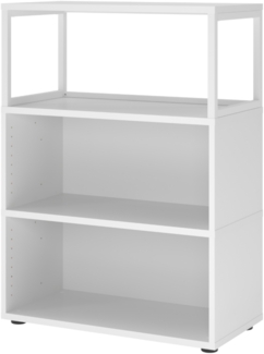 bümö flexi Regal mit werkzeuglosem Schnellaufbausystem, Dekor: weiß - Modulares Aktenregal 80 cm breit aus Holz für 3 Ordnerhöhen mit Threespine-Klicksystem, FW38RERG-W