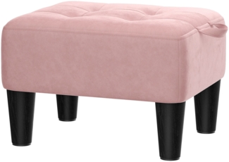 SONGMICS Sitzhocker, Fußhocker, Samt, Hocker, Dicke Polsterung, bis 150 kg belastbar, für Wohnzimmer Schlafzimmer Eingangsbereich, pastellrosa-tintenschwarz