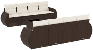 vidaXL 9-tlg. Garten-Sofagarnitur mit Kissen Braun Poly Rattan 3221152