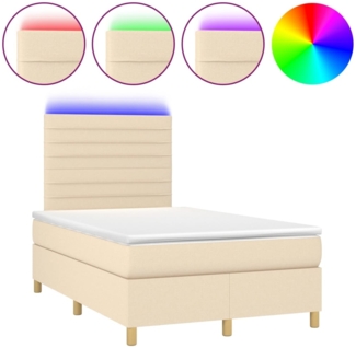 vidaXL Boxspringbett mit Matratze & LED Creme 120x190 cm Stoff 3270258