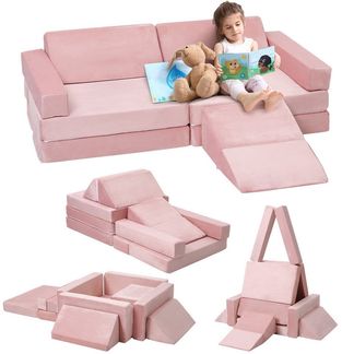 GarveeMore Kindersofa Modulares Kindersofa, 12-teiliges Schaumstoffbausteinsofa