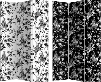 HTI-Living Paravent Paravent Blumen Black and White (Stück, 1 St, 1 Paravent), Raumteiler Sichtschutz Trennwand