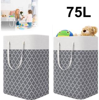 BTTO Wäschebox 75L Wäschekörbe mit Griffe, Wasserdicht Grau (2 St), Aufbewahrung von Kinderspielzeug