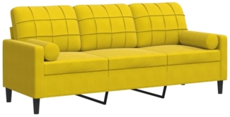 vidaXL 3-Sitzer-Sofa mit Zierkissen Gelb 180 cm Samt 3278235
