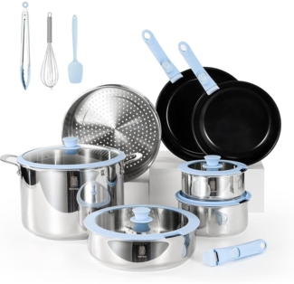 Edelstahl Kochtopf Pfannenset abnehmbarem Griff für Induktion, stapelbar