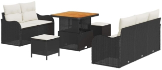 vidaXL Garten-Sofa-Set mit Kissen 8 pcs Schwarz, Creme 80 x 80 x 71 cm 3364155