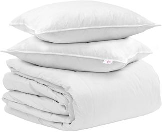 vidaXL Bettdecken Set mit Kissen 3 pcs Weiß Daunenfeder 3377056