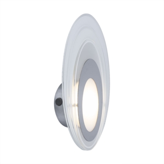 LED Wandlampe, Aluminium Glas, silber satiniert, H 28 cm