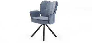 Armlehnenstuhl Jolanda / Julia, Metall, Polyester, Webstoff, Blau, 63 x 89 x 61 cm