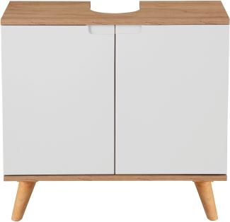 welltime Waschbeckenunterschrank Lund Badunterschrank für wandhängende Waschbecken WC Unterschrank Badezimmerschrank WBU Breite 65cm mit Siphonausschnitt Badschrank