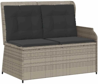 vidaXL Gartenbank mit Kissen Hellgrau Poly Rattan 3394445